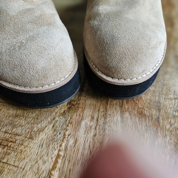 Eileen Fisher Hiya Clog Mule Womens 11 Platform Block Heel Beige Suede - Picture 3 of 8